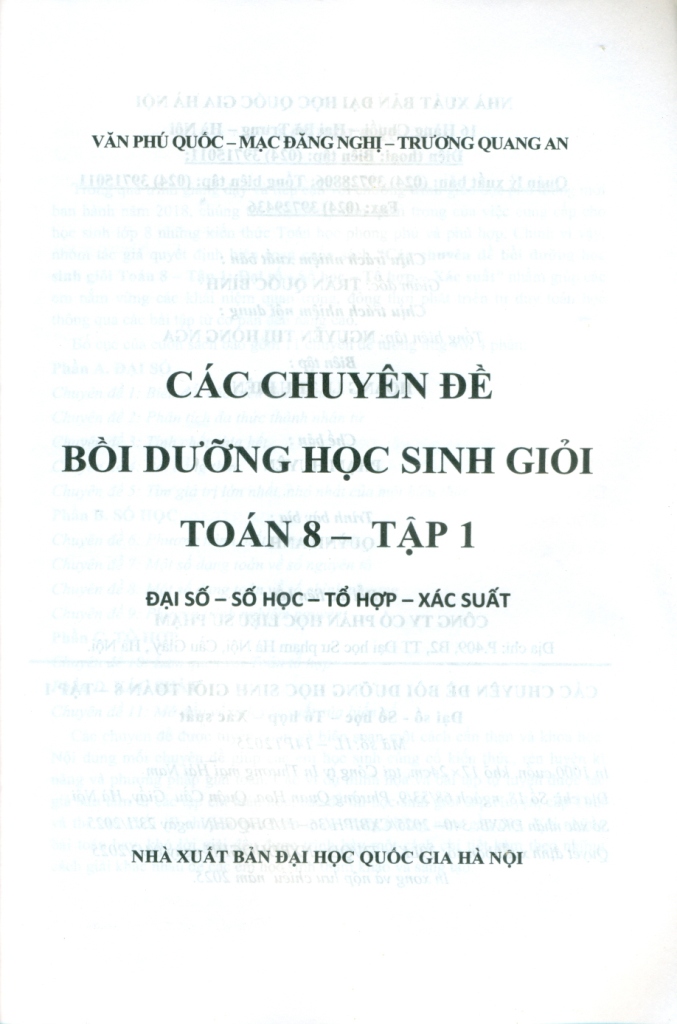 CÁC CHUYÊN ĐỀ BỒI DƯỠNG HỌC SINH GIỎI TOÁN LỚP 8 - TẬP 1 (Đại số - Số học - Tổ hợp - Xác suất)